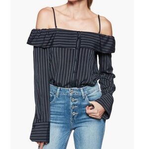 Paige Lunetta navy striped shoulders off